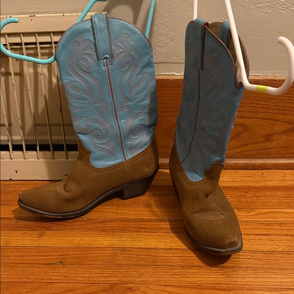 Durango Shoes - Durango Blue and Brown Leather Cowboy Boots Woman 7